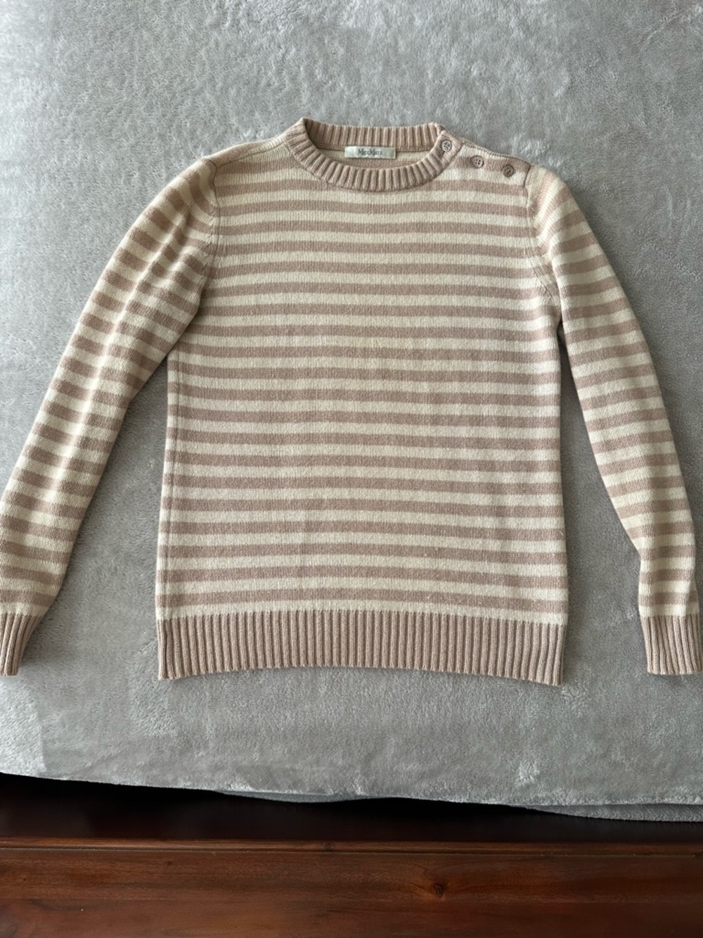 MaxMara Striped Crewneck Sweater in Beige and Cream